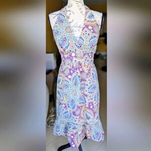 Vintage Cotton MERONA Paisley Halter Dress Multicolor Boho-Chic Size XS